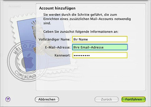 Email Konto einrichten unter Mac Mail