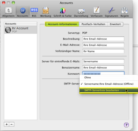 Email Konto einrichten unter Mac Mail