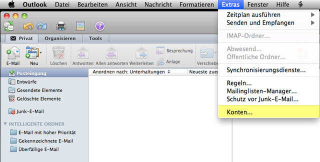 E-Mail Konto einrichten Outlook 2011 Mac