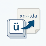 Umlaut Domain in der Schweiz – ü-Tastatur mit Pfeil zur Punycode-Schreibweise