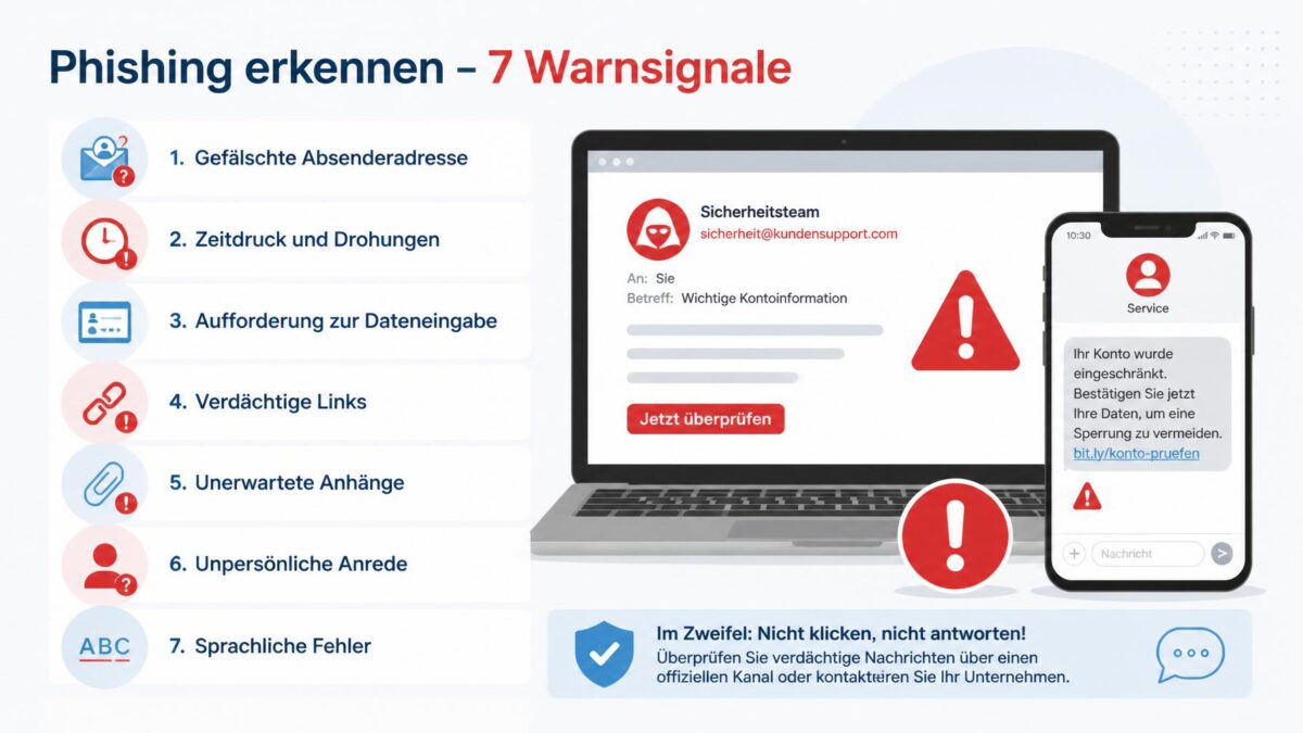 Phishing erkennen: 7 Warnsignale einer betrügerischen E-Mail und SMS
