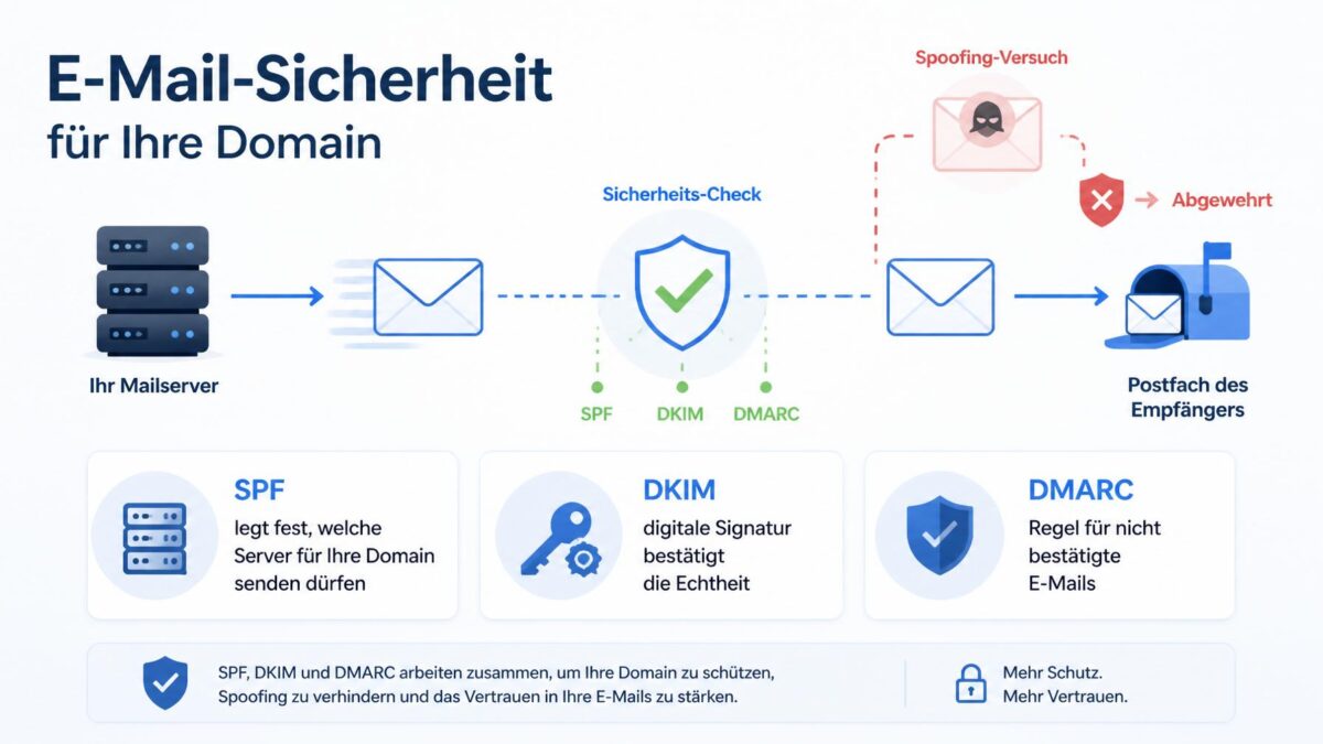 E-Mail-Sicherheit mit SPF, DKIM und DMARC für die eigene Domain